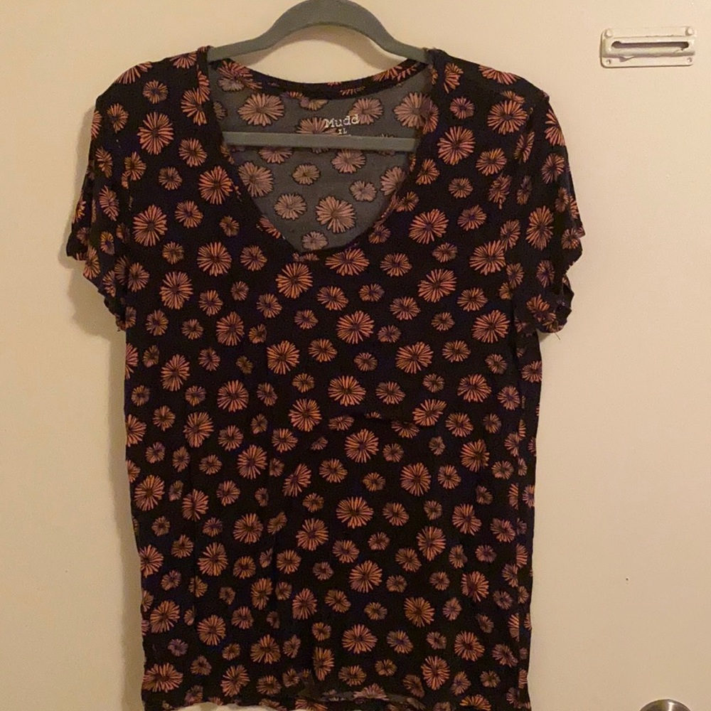 Black and Pink Flower T